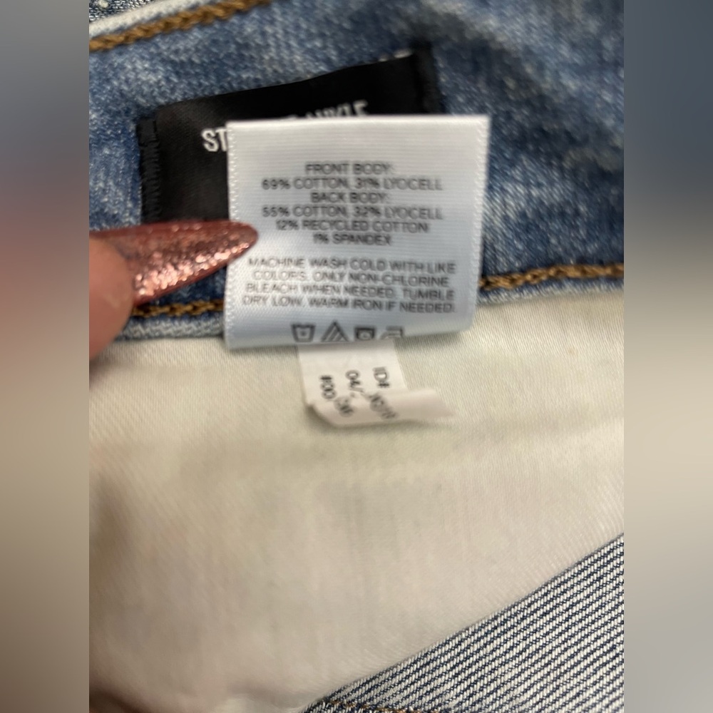 Express 50/50 Rigid Denim Blue Ribcage Straight Leg Jeans - Picture 6 of 6